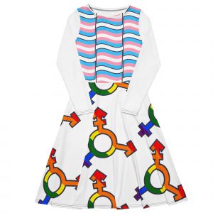 All-over print long sleeve midi dress